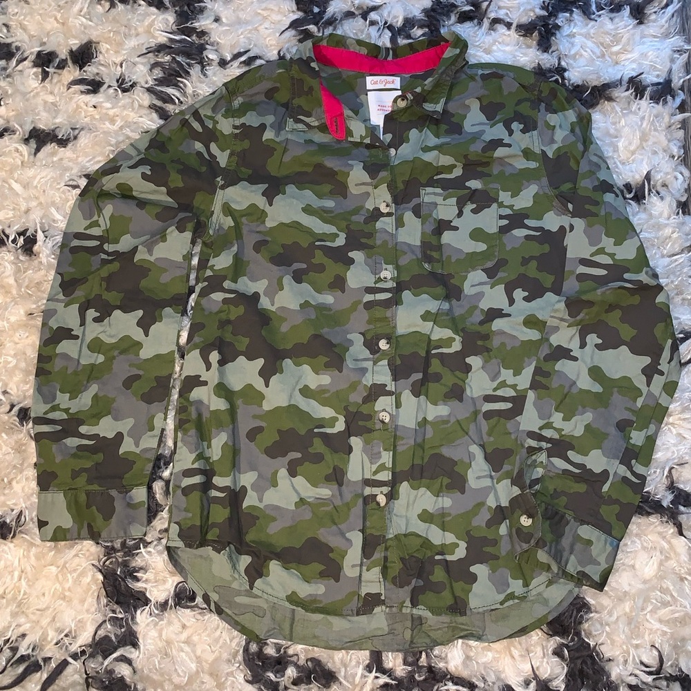 Girls Camo Button Down